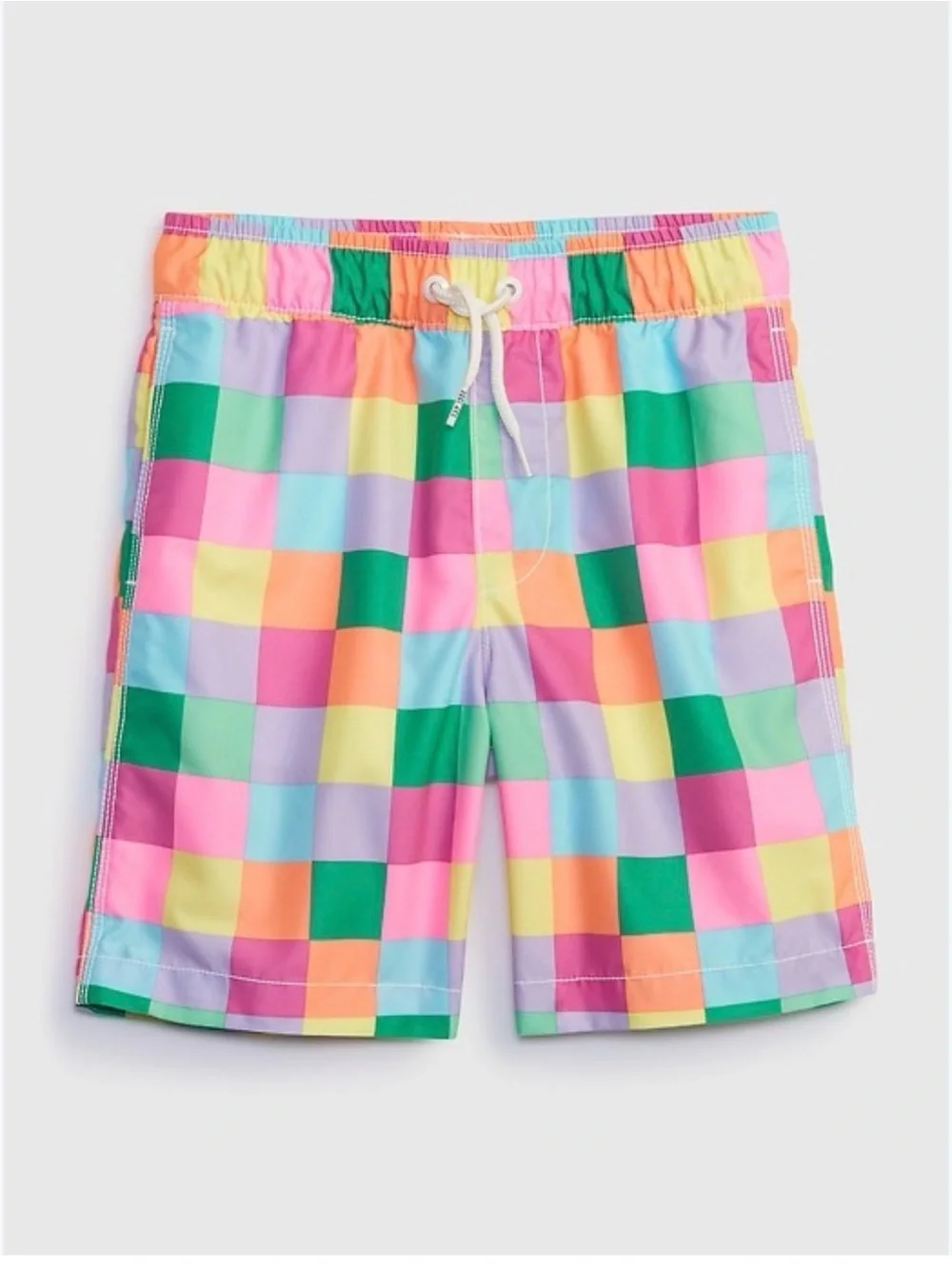 GAP Kids Pastel Checkered Multi-Color Swim Trunks- Size Large (10)